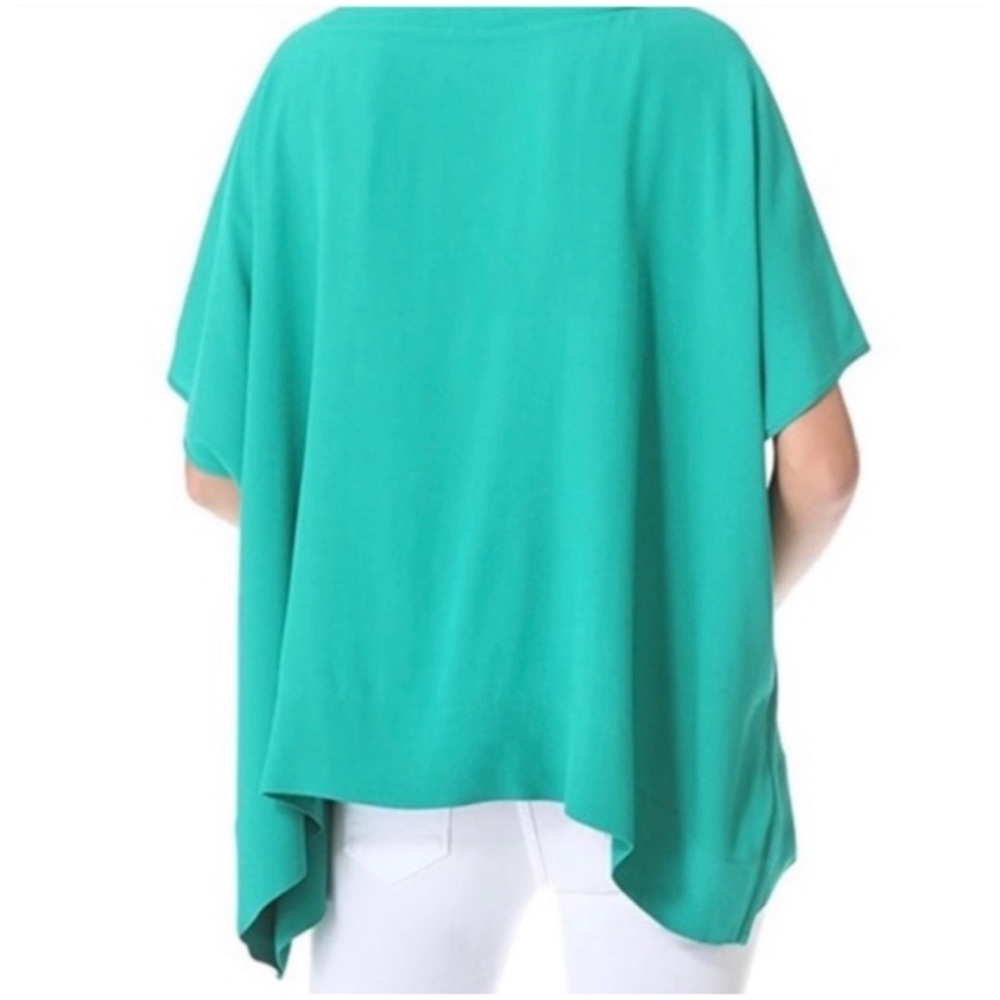 Diane Von Furstenberg Women’s Sz S Green Short Sleeve Top Blouse Beonica - Picture 2 of 12
